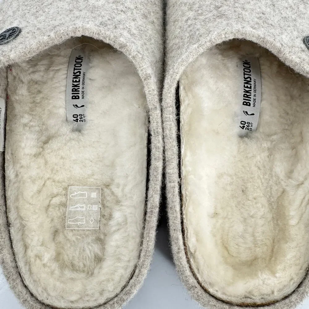 Birkenstock Zermatt Shearling Wool Felt Slip on Mule Eggnog Color Women's 40 - Picture 5 of 10